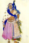 Leon Bakst Le Dieu Bleu Bayadere with Peacock 1912 Fine Art Print