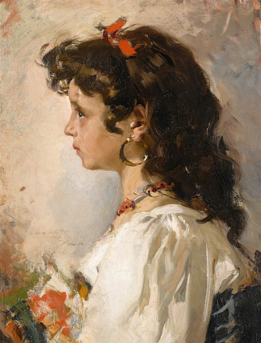 Joaquín Sorolla Head of an Italian Girl 1886 Fine Art Print