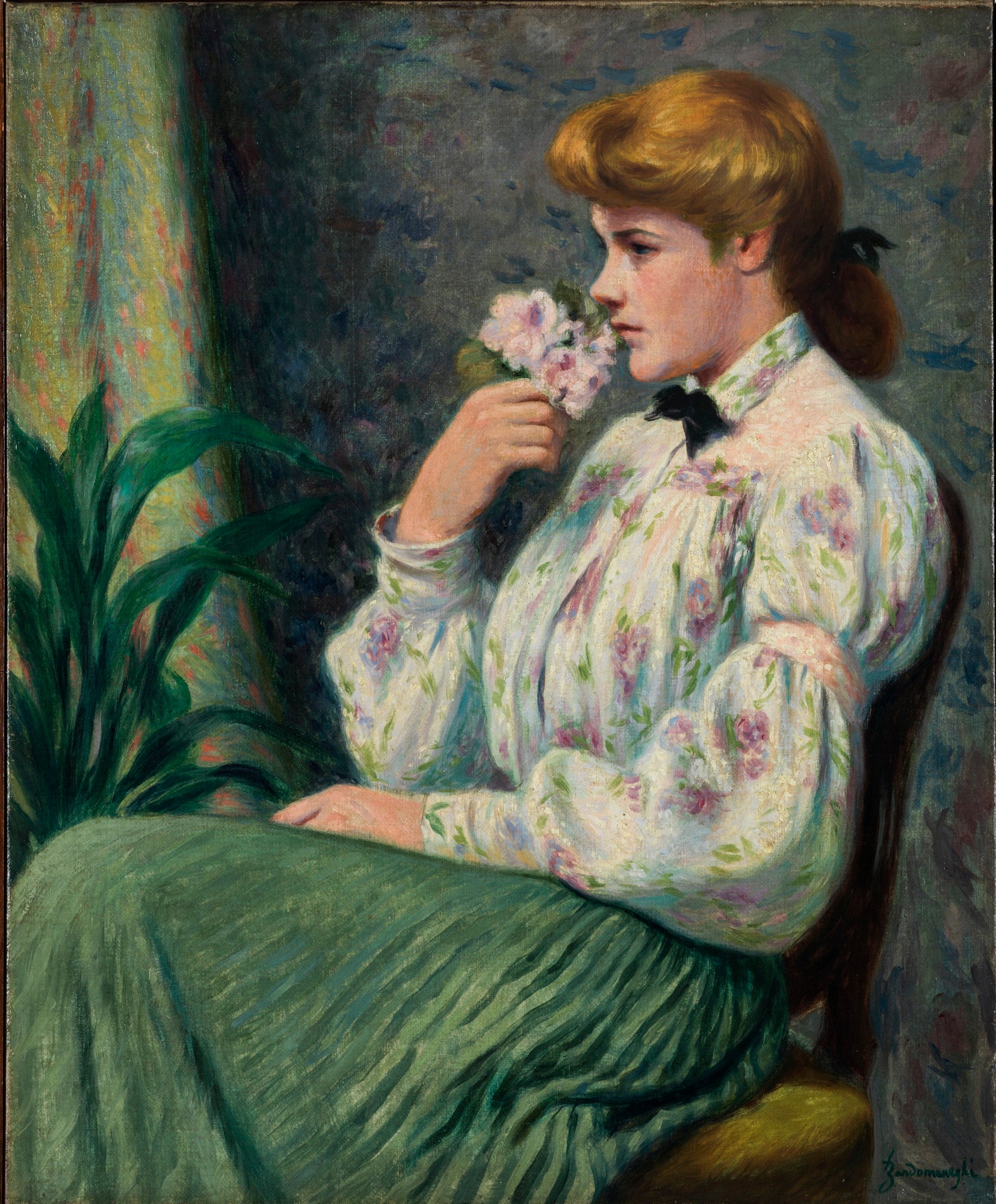 Federico Zandomeneghi Portrait of Girl with Flower 1914 Fine Art Print