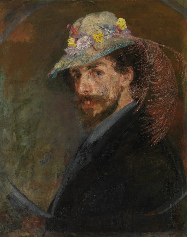 James Ensor Self-Portrait with Flowered Hat 1883 Fine Art Print