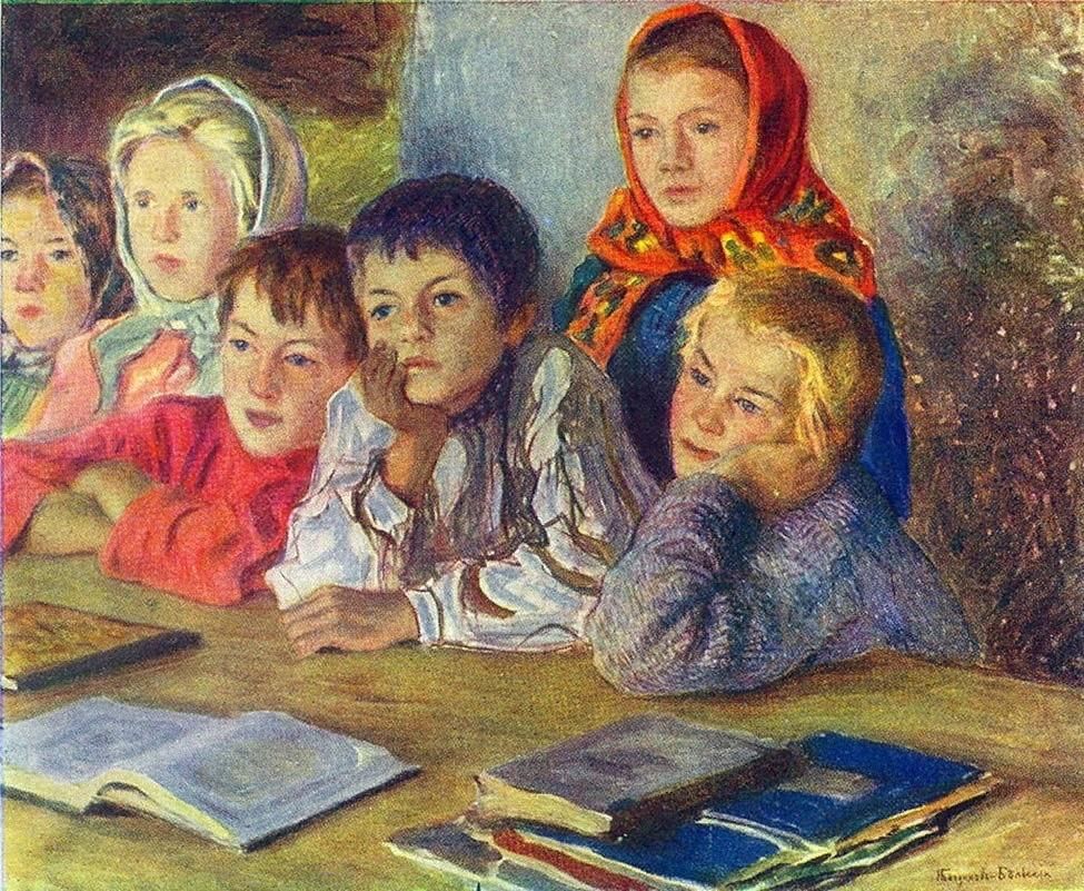 Nikolay Bogdanov Belsky Children in a Class 1918 Fine Art Print