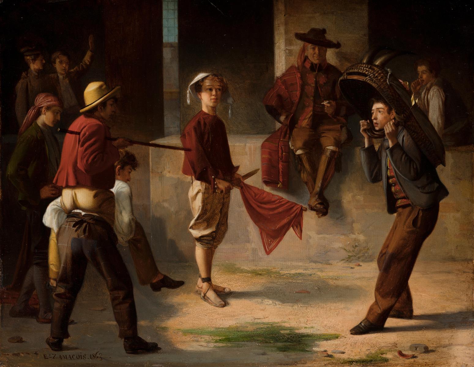 Eduardo Zamacois Children playing bullfighting 1863 Fine Art Print