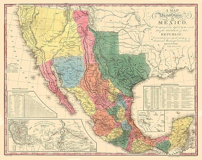 United States Mexico Vintage Style Historical Southwest 1840 Fine Art Print