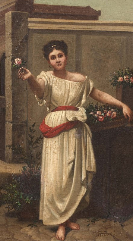 Filippo Indoni Woman with Roses 1880 Fine Art Print