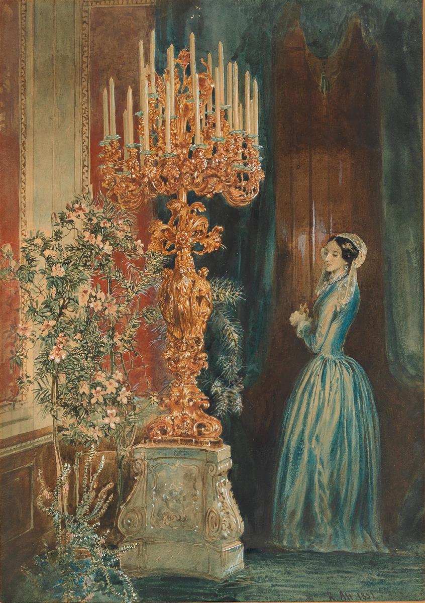 Rudolf von Alt The Interior of a Castle with a Female Figure 1851 Fine Art Print