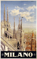 Milano Italy Vintage Style Italian Travel Poster 1920 Fine Art Print