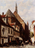 Cornelis Springer A Busy Street In Bremen 1864 Fine Art Print