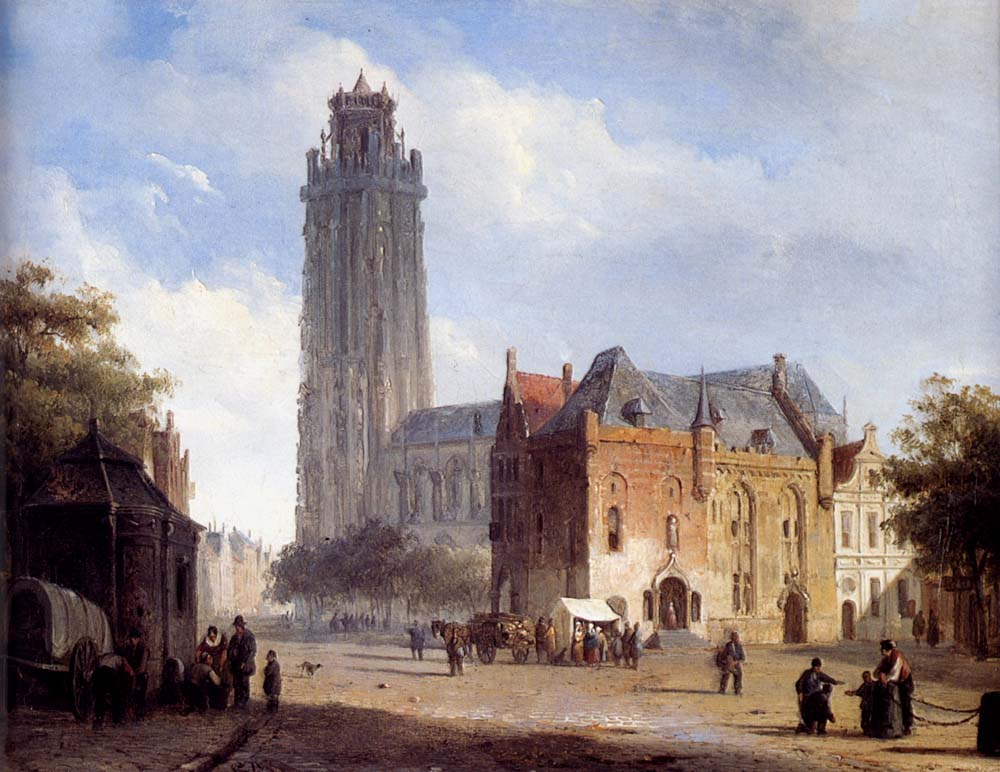 Cornelis Springer A Cathedral On A Townsquare In Summer 1846 Fine Art Print
