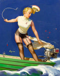 Gil Elvgren "A Fast Takeoff" Boating Pin-Up Girl 1958 Fine Art Print