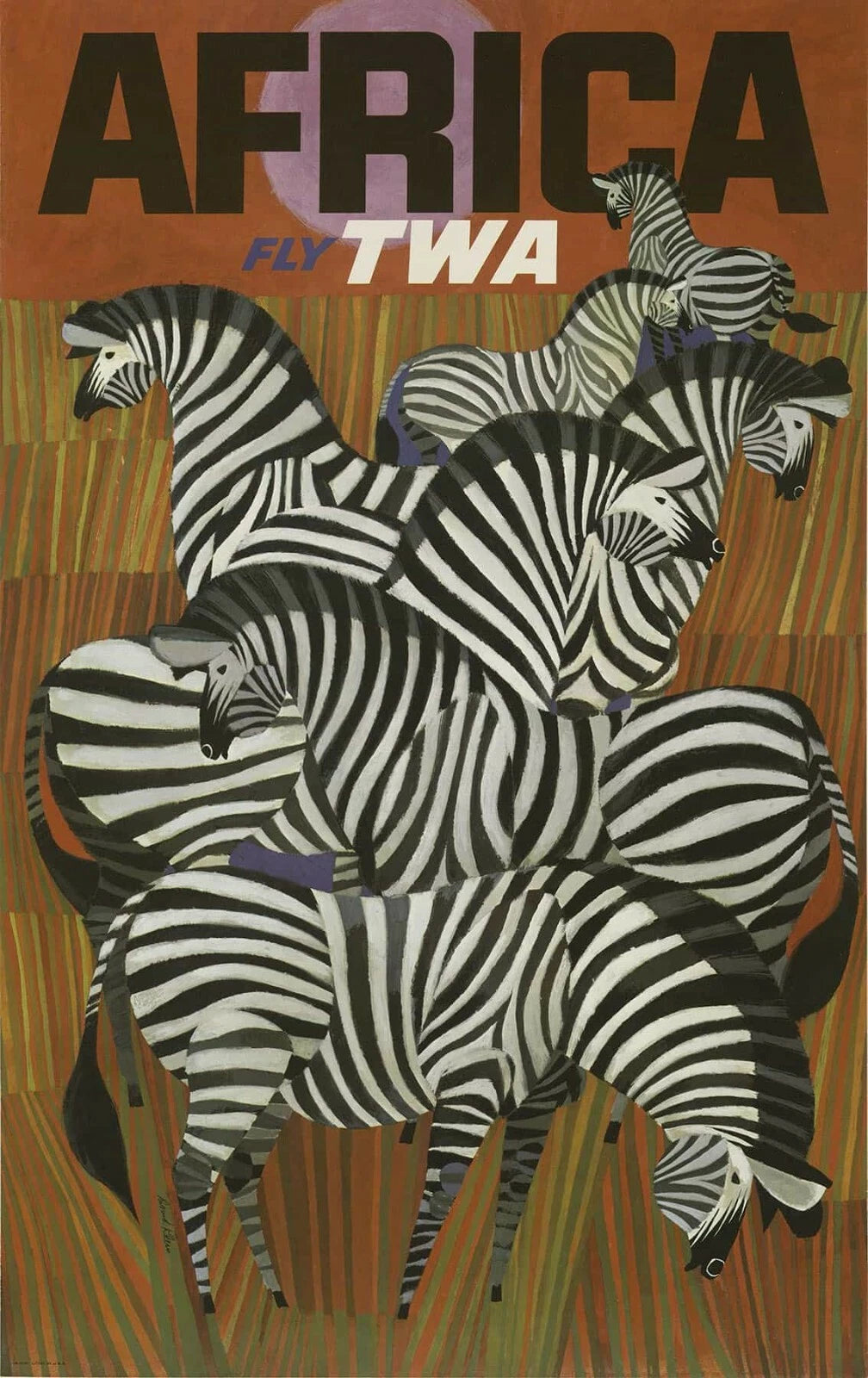Fly TWA Africa Vintage Airline Travel Poster 1960 Fine Art Print