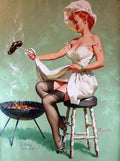 Gil Elvgren "A Lot at Steak" Sexy Pin-Up Girl Vintage 1957  Fine Art Print