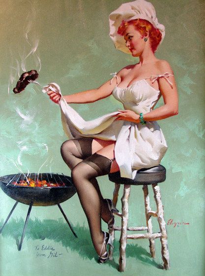 Gil Elvgren "A Lot at Steak" Sexy Pin-Up Girl Vintage 1957  Fine Art Print