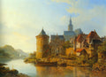 Cornelis Springer A View of a Town along the Rhine 1841 Fine Art Print
