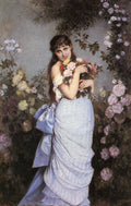 Auguste Toulmouche A Young Woman in a Rose Garden 1886 Fine Art Print