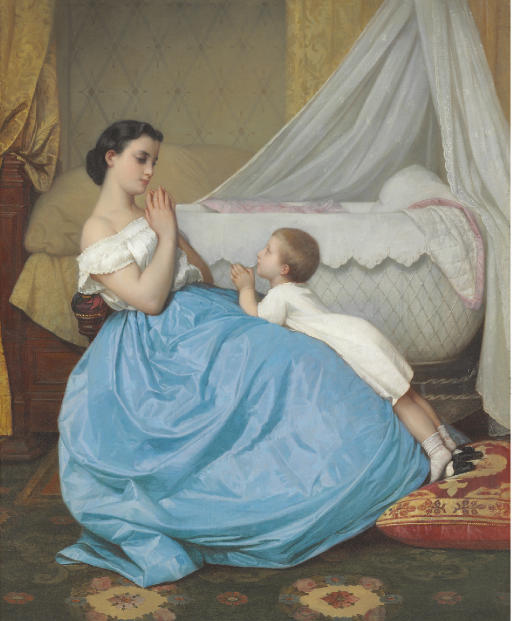 Auguste Toulmouche A bedtime prayer 1858 Fine Art Print