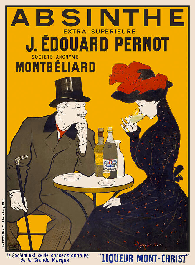 Absinthe Table Vintage French Liquor Advertising Poster 1905 Fine Art Print