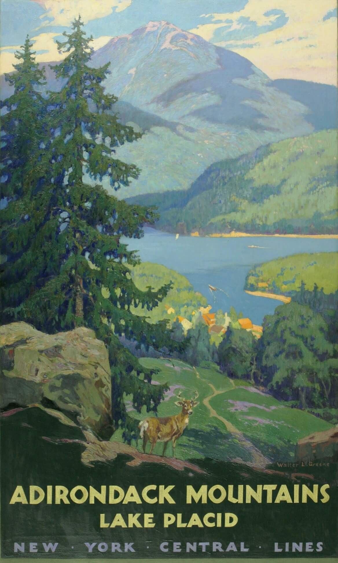 Adirondack Mountains NY Central Lines Vintage 1920 Fine Art Print