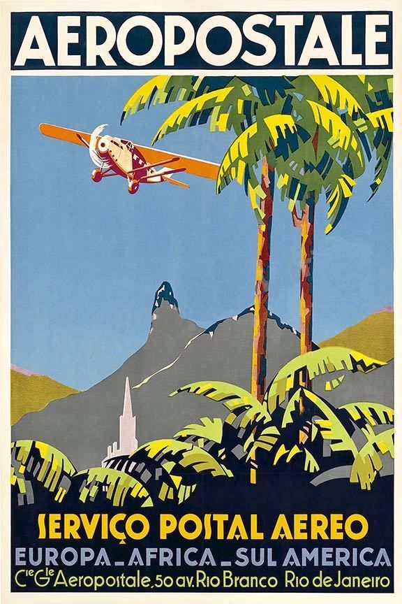 Aeropostale Serviço Postal Aéreo Vintage Air Mail Travel 1920 Fine Art Print