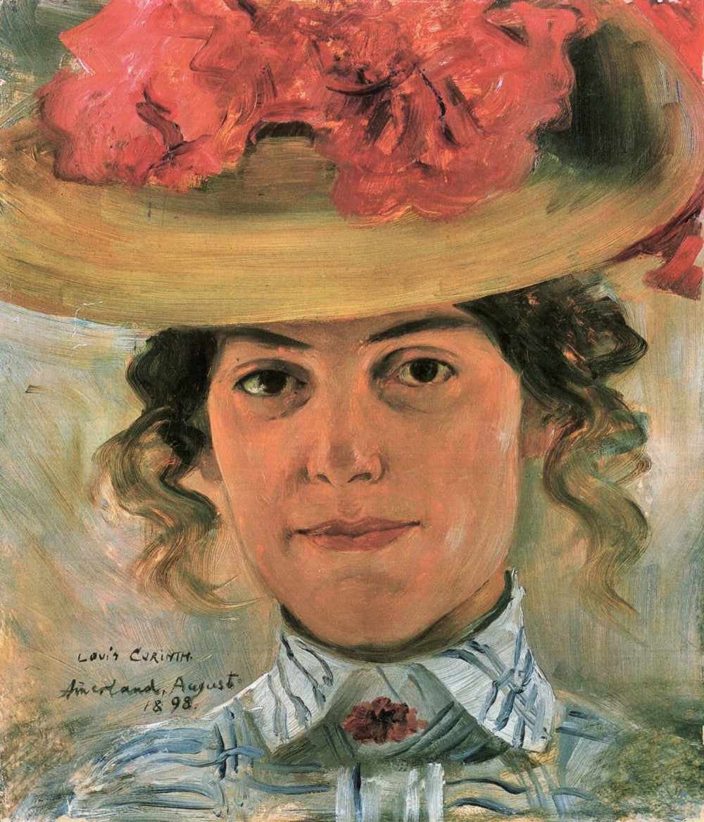 Lovis Corinth Woman's Half Portrait with Straw Hat (Luise Halbe) 1898 Fine Art Print