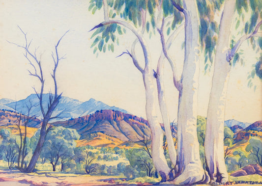 {{ product_title }} Fine Art Print | {{ product_vendor }} Jakero77 Albert Namatjira - Central Australian Scene (1940) Fine Art Print Art Print  Jakero77