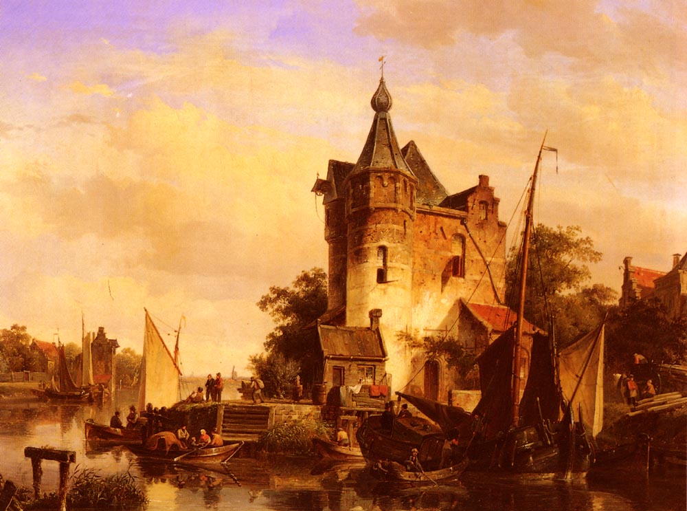 Cornelis Springer Along The Canal 1844 Fine Art Print