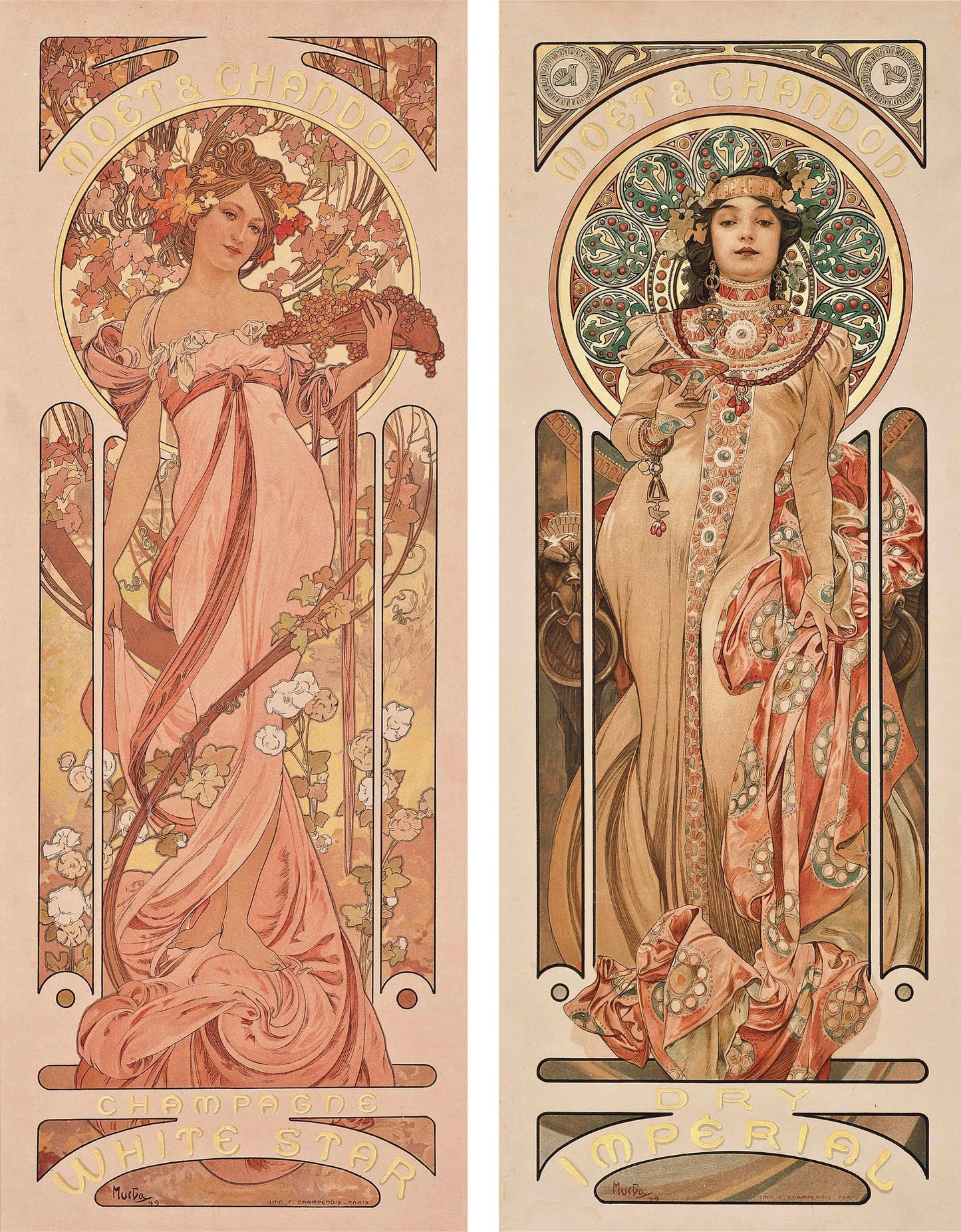 {{ product_title }} Fine Art Print | {{ product_vendor }} Jakero77 Alphonse Mucha - MOËT & CHANDON: White Star & Dry Imperial 1899 - 17"x22" Print Art Print  Jakero77