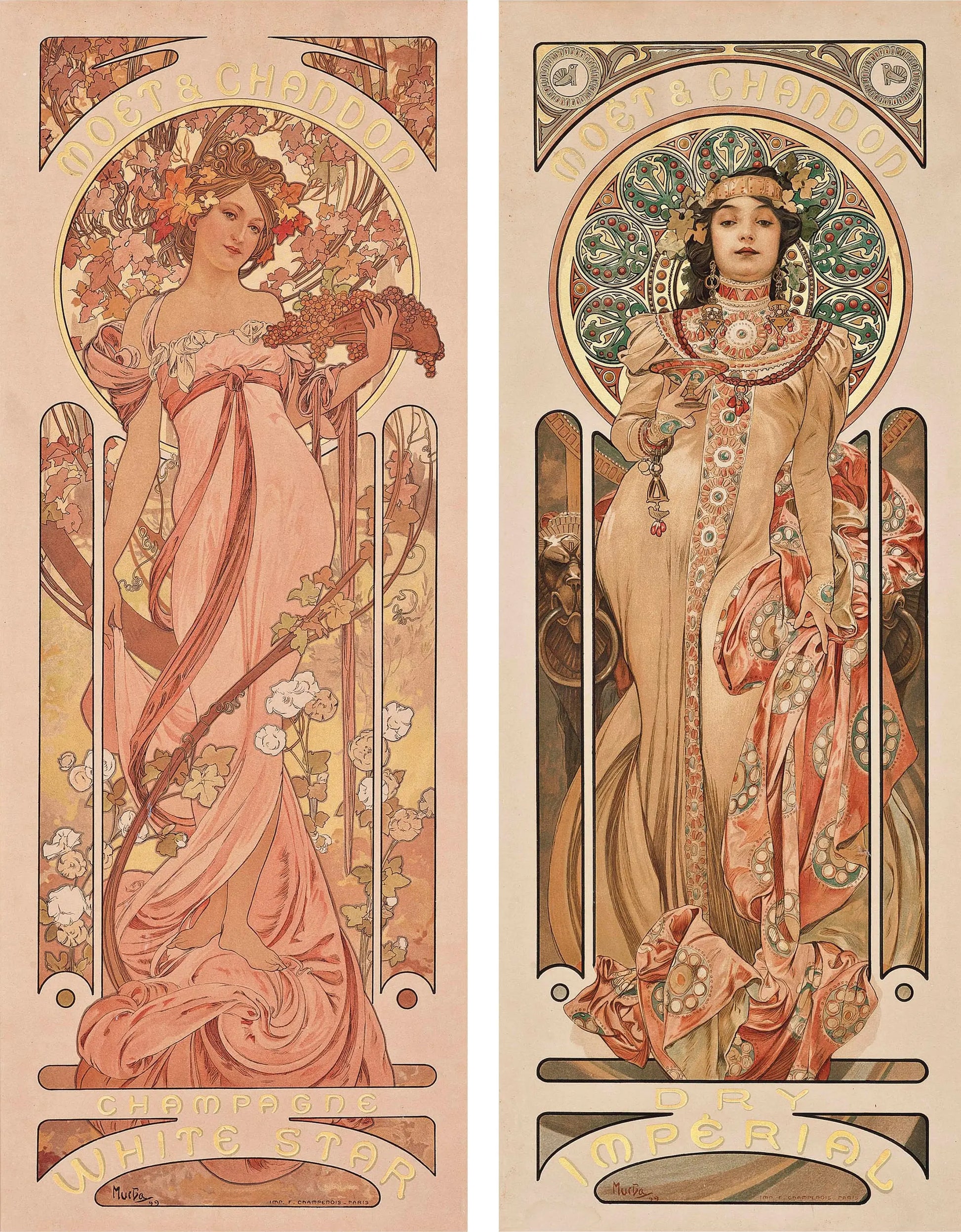 {{ product_title }} Fine Art Print | {{ product_vendor }} Jakero77 Alphonse Mucha - MOËT & CHANDON: White Star & Dry Imperial 1899 - 17"x22" Print Art Print  Jakero77