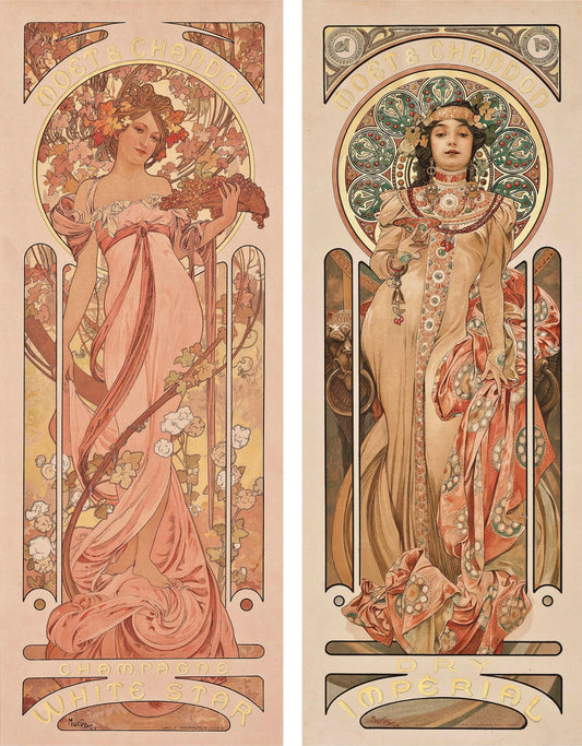 {{ product_title }} Fine Art Print | {{ product_vendor }} Jakero77 Alphonse Mucha - MOËT & CHANDON: White Star & Dry Imperial 1899 - 17"x22" Print Art Print  Jakero77