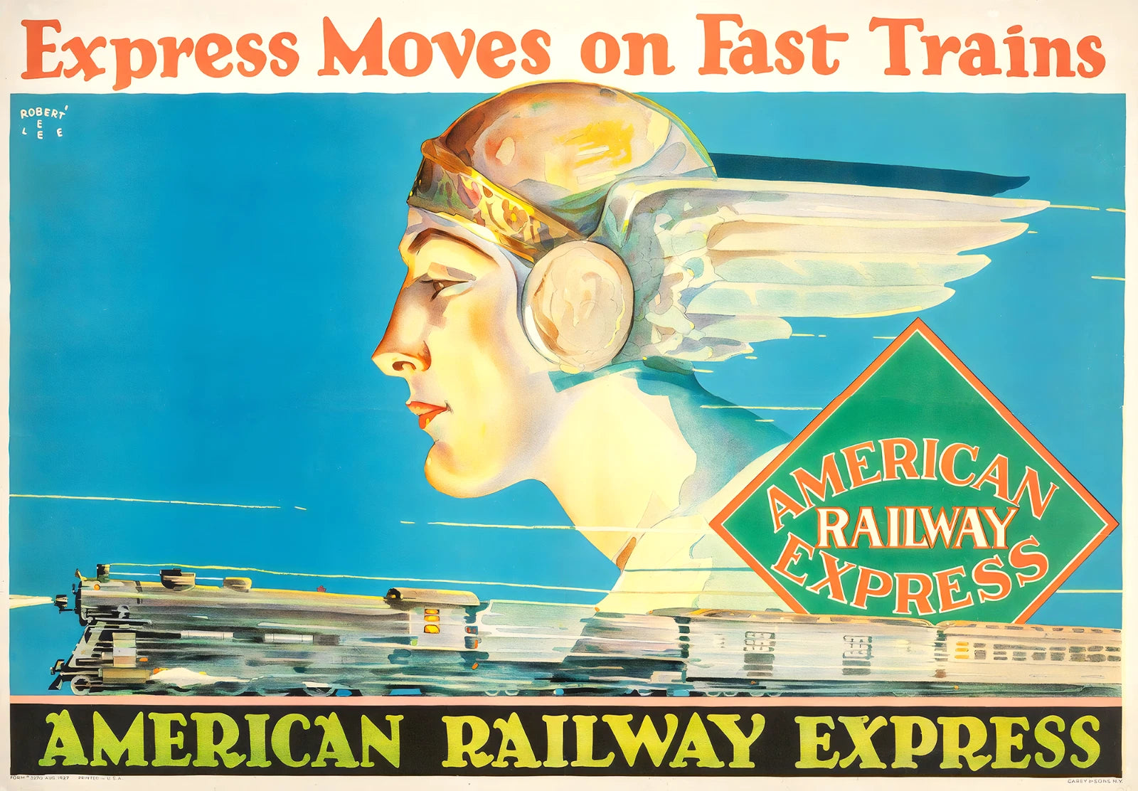 American Railway Express Vintage Style Railroad Travel 1920 Fine Art Print
