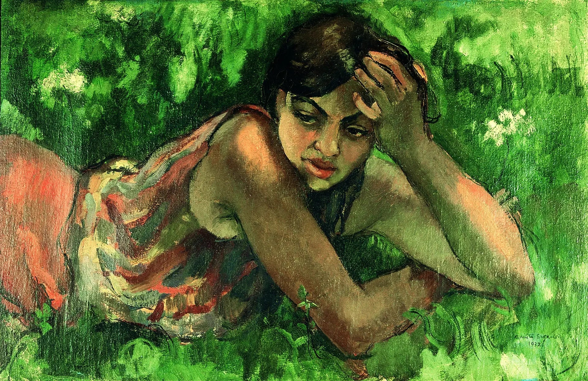{{ product_title }} Fine Art Print | {{ product_vendor }} Jakero77 Amrita Sher-Gil - Hungarian Gypsy Girl (1932) Fine Art Print Art Print  Jakero77