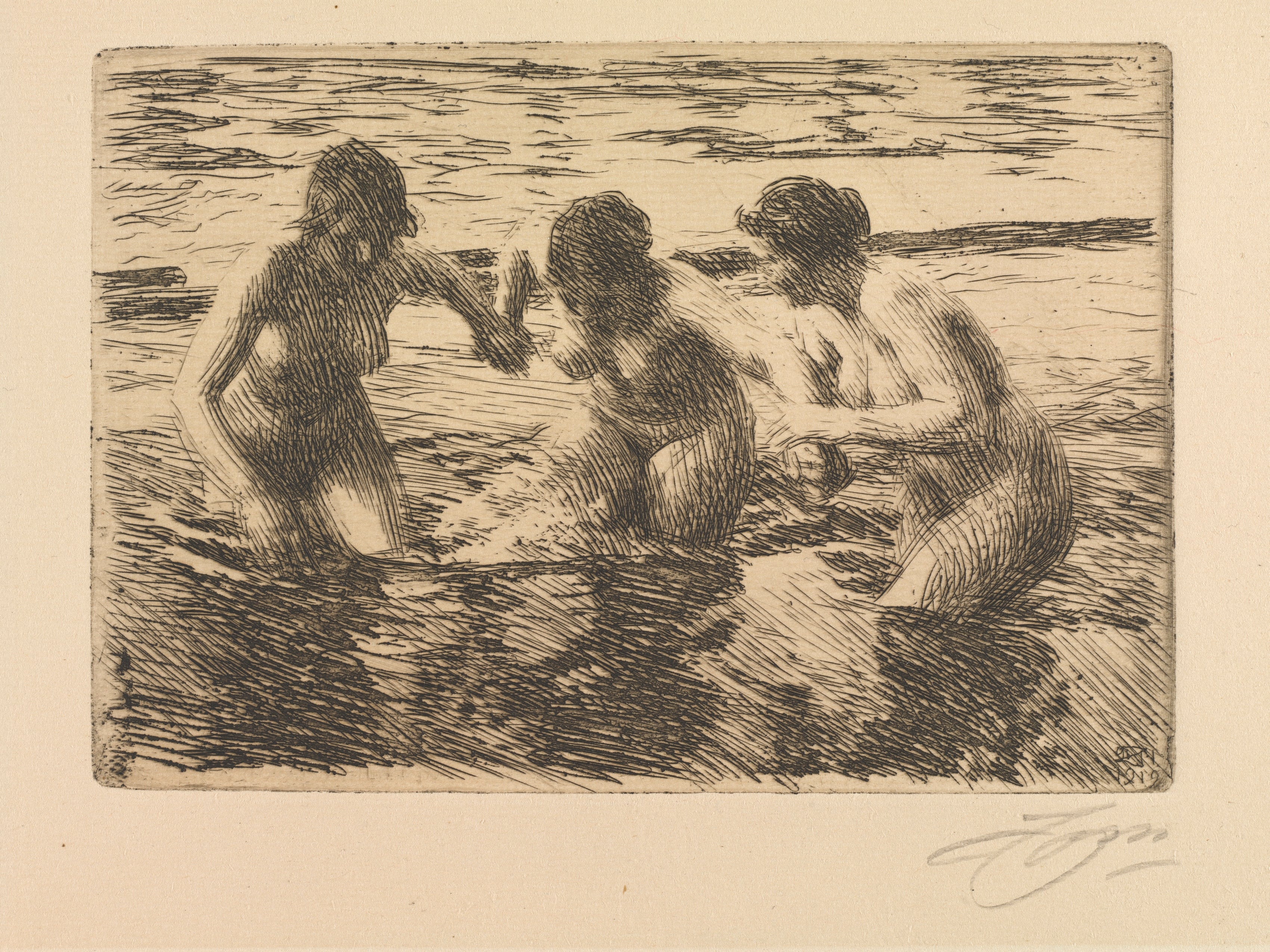Anders Zorn Against The Current 1919 Fine Art Print