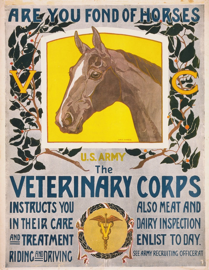Are You Fond of Horses U.S. Army Veterinary Corps Poster 1917 Fine Art Print