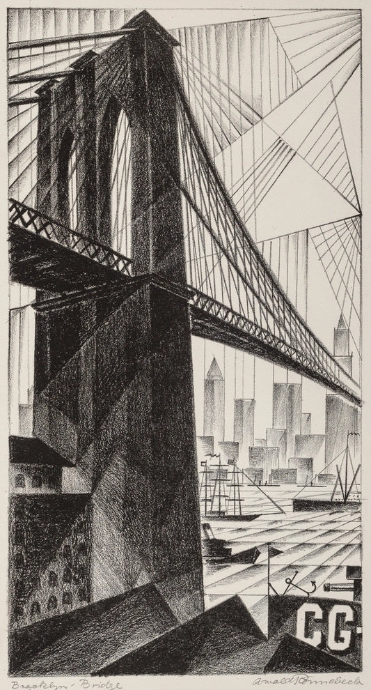 {{ product_title }} Fine Art Print | {{ product_vendor }} Jakero77 Arnold Ronnebeck - Brooklyn Bridge (1925) Fine Art Print Art Print  Jakero77