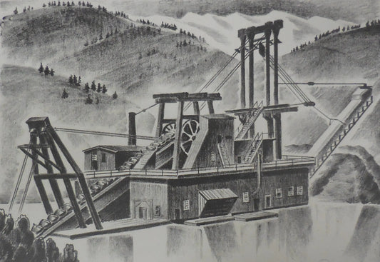 {{ product_title }} Fine Art Print | {{ product_vendor }} Jakero77 Arnold Ronnebeck - Colorado Gold Dredge (1932) Fine Art Print Art Print  Jakero77