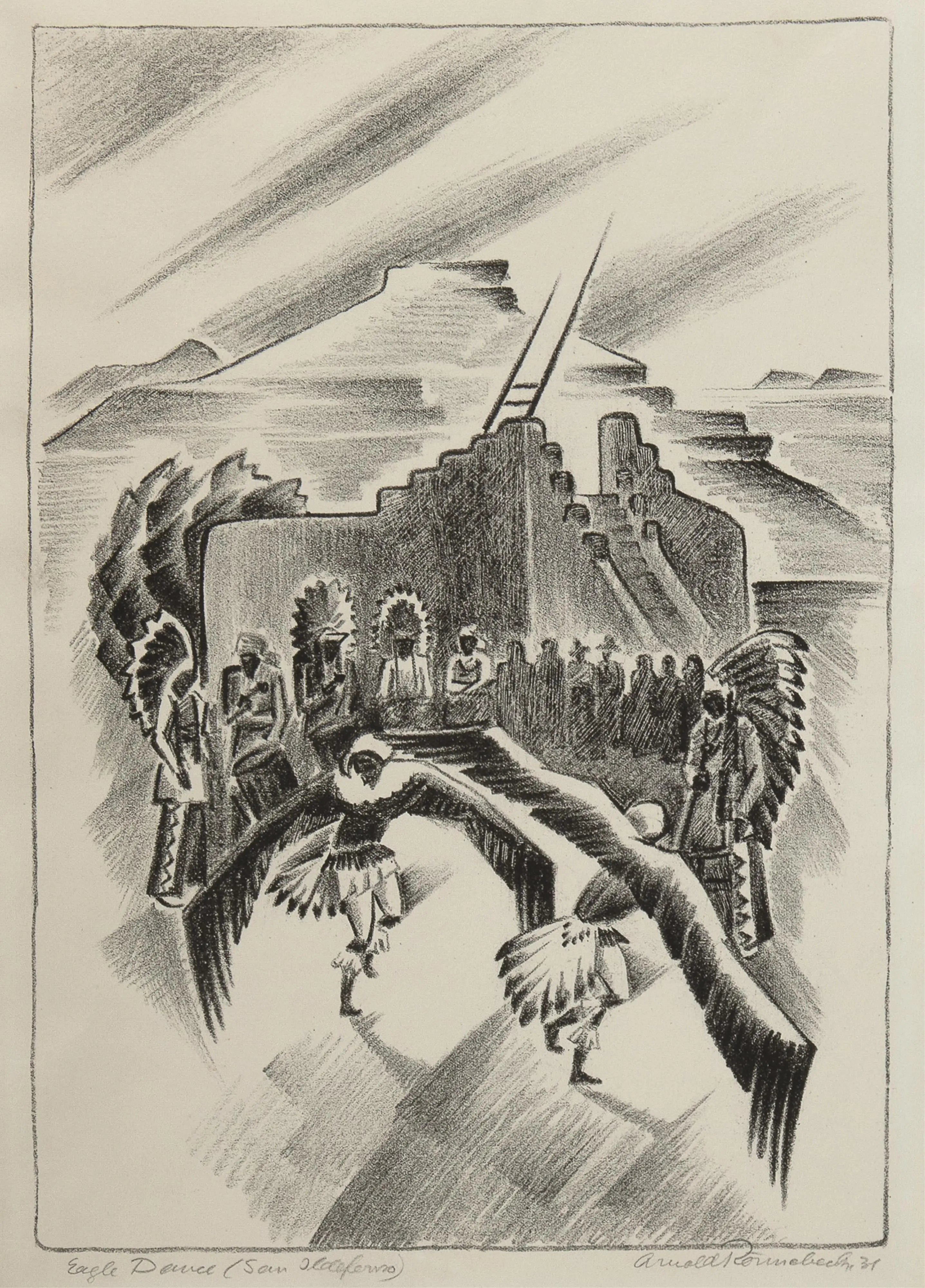 {{ product_title }} Fine Art Print | {{ product_vendor }} Jakero77 Arnold Ronnebeck - Eagle Dance San Ildefonso (1931) Fine Art Print Art Print  Jakero77