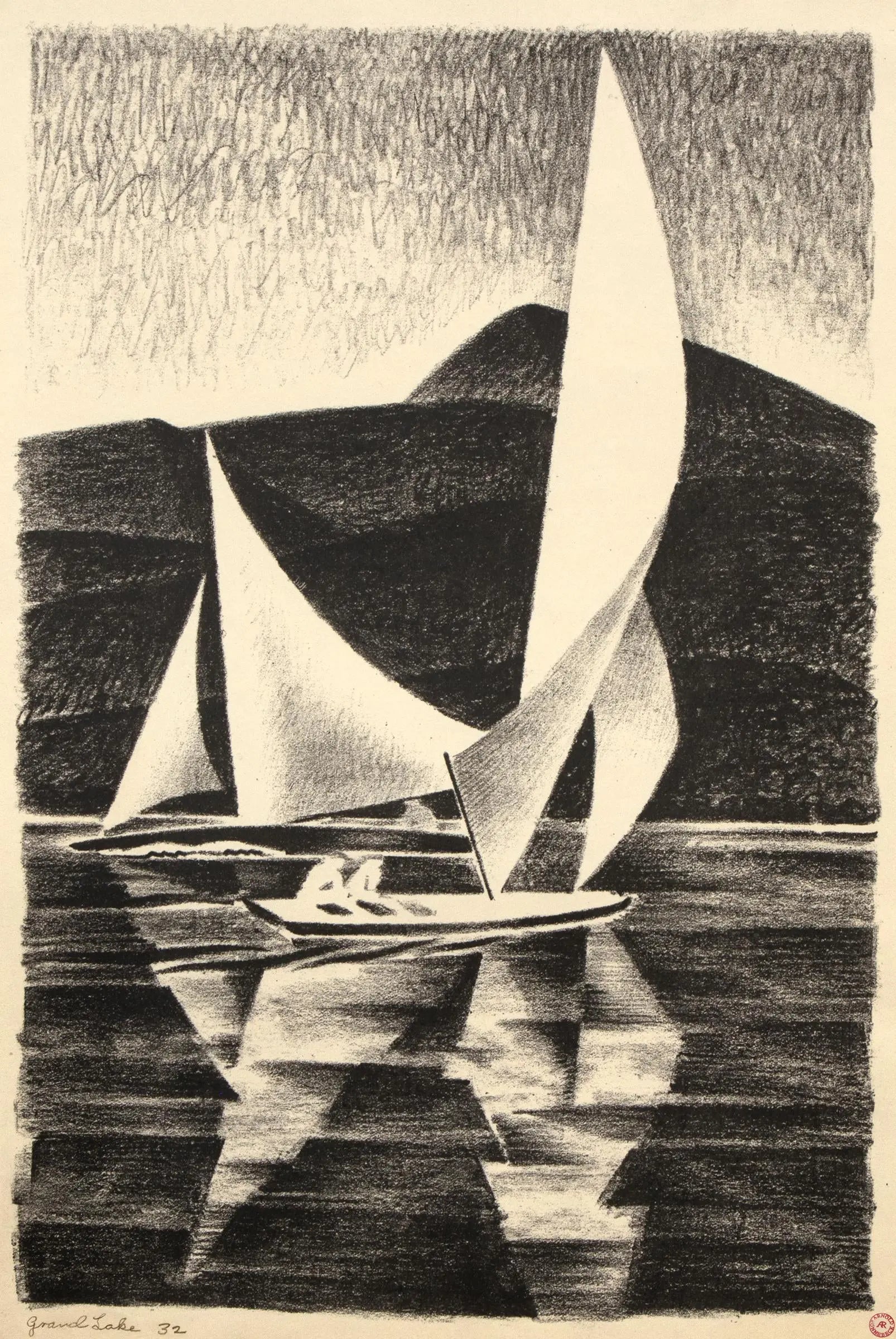 {{ product_title }} Fine Art Print | {{ product_vendor }} Jakero77 Arnold Ronnebeck - Grand Lake Yacht Races (1932) Colorado Fine Art Print Art Print  Jakero77