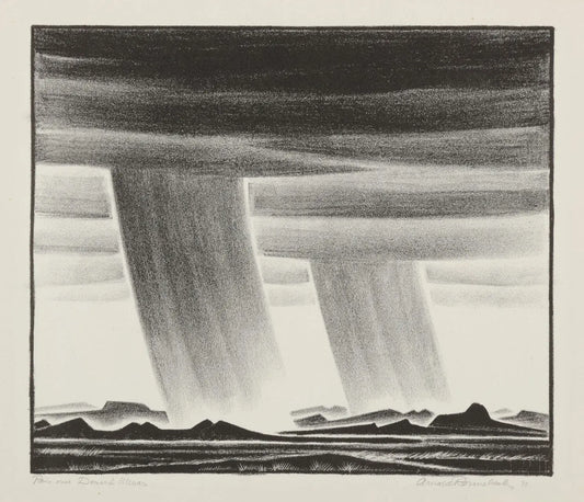 {{ product_title }} Fine Art Print | {{ product_vendor }} Jakero77 Arnold Ronnebeck - Rain Over Desert Mesas (1937) Fine Art Print Art Print  Jakero77