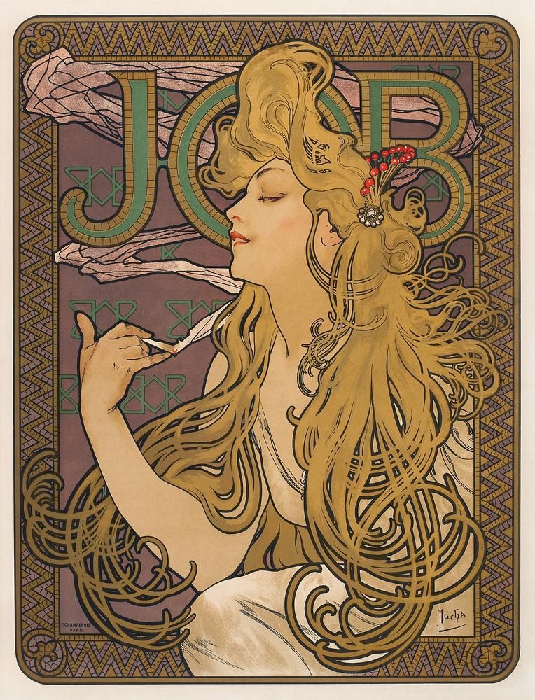 Job Rolling Papers Art Nouveau Vintage Style Alphonse 1890 Fine Art Print