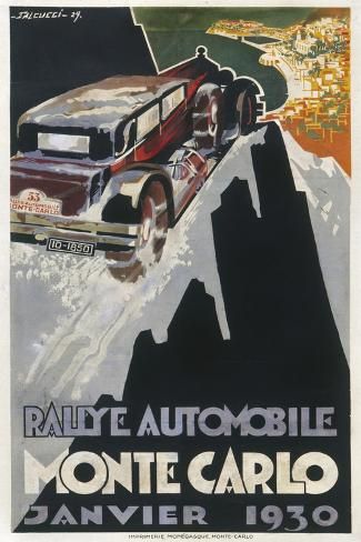 Rallye Automobile Monte Carlo Vintage Car Racing Poster 1930 Fine Art Print