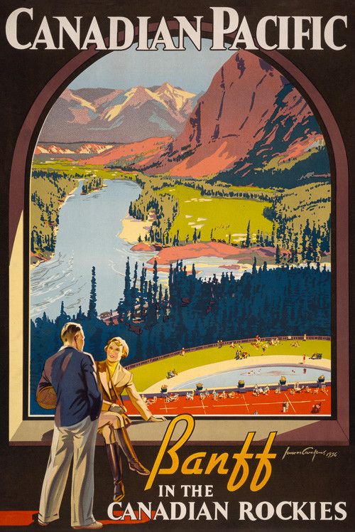 Canadian Pacific Banff National Park Poster Vintage 1936 Fine Art Print