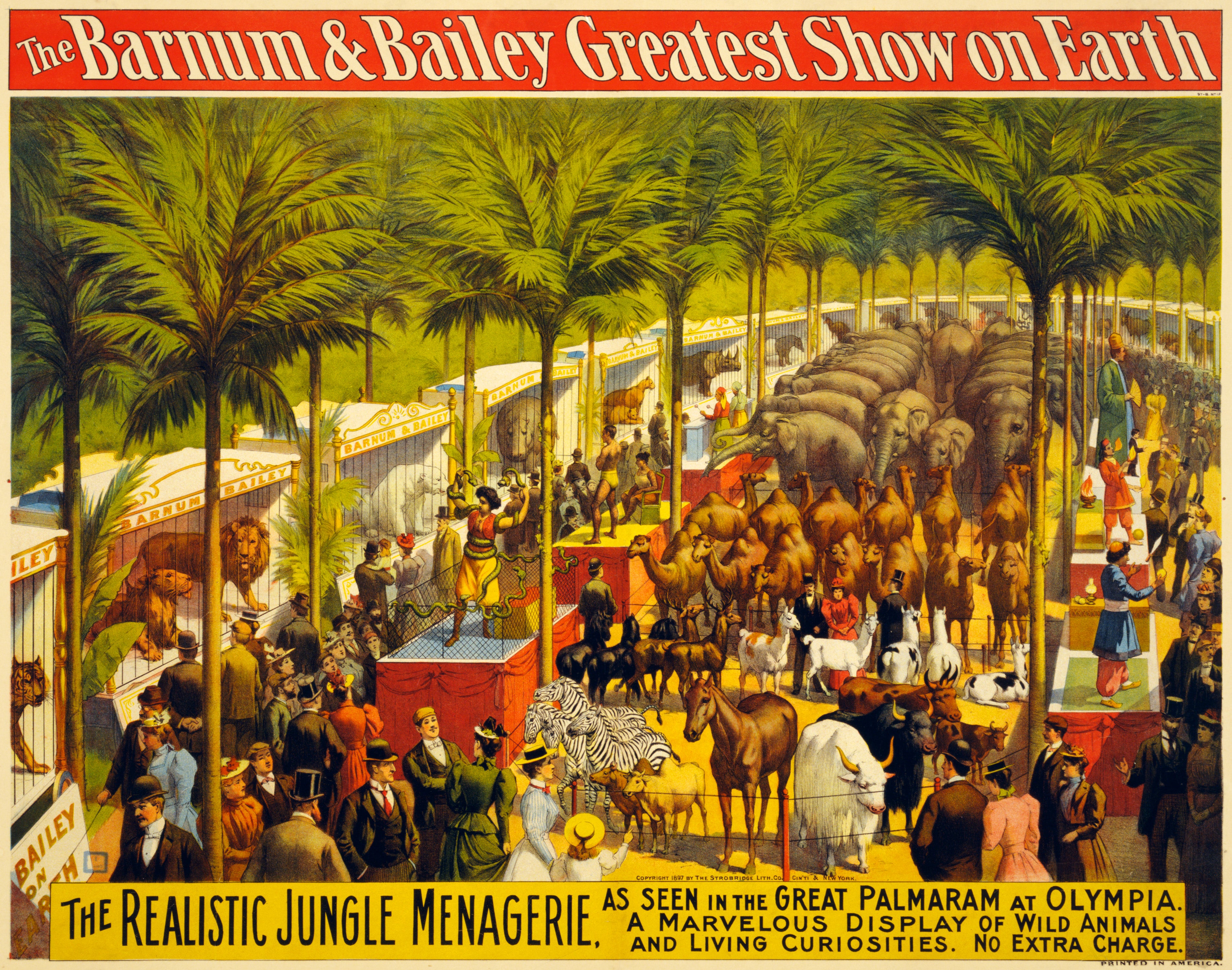 Barnum & Bailey Jungle Menagerie Vintage Circus Wall Art 1897 Fine Art Print