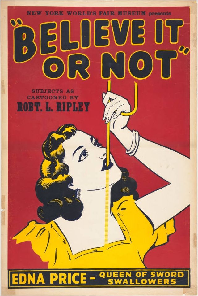 Believe It or Not Sword Swallower Vintage Sideshow Poster 1930 Fine Art Print