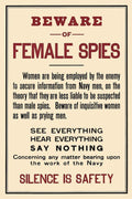 "Beware of Female Spies!" World War I Espionage Poster 1917 Fine Art Print