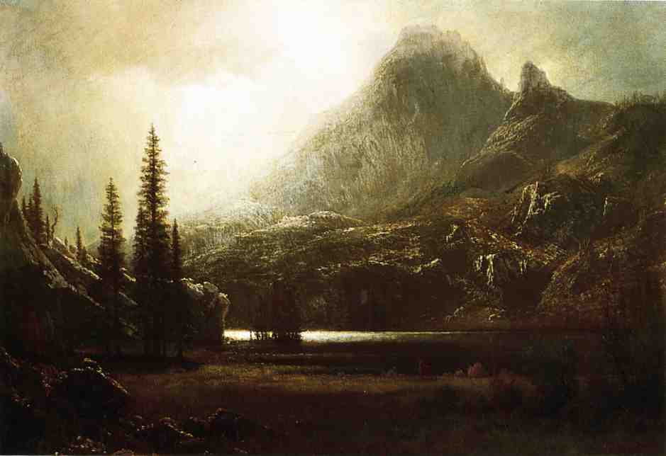 Albert Bierstadt By a Mountain Lake 1863 Fine Art Print