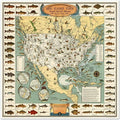 Big Game Fish Map Vintage Fishing Art Print Poster 1930 Fine Art Print