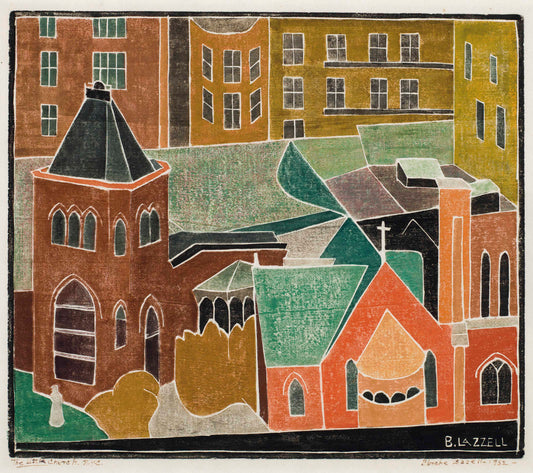 {{ product_title }} Fine Art Print | {{ product_vendor }} Jakero77 Blanche Lazzell - Little Church, New York City (1952) - 17" x 22" Fine Art Print Art Print  Jakero77