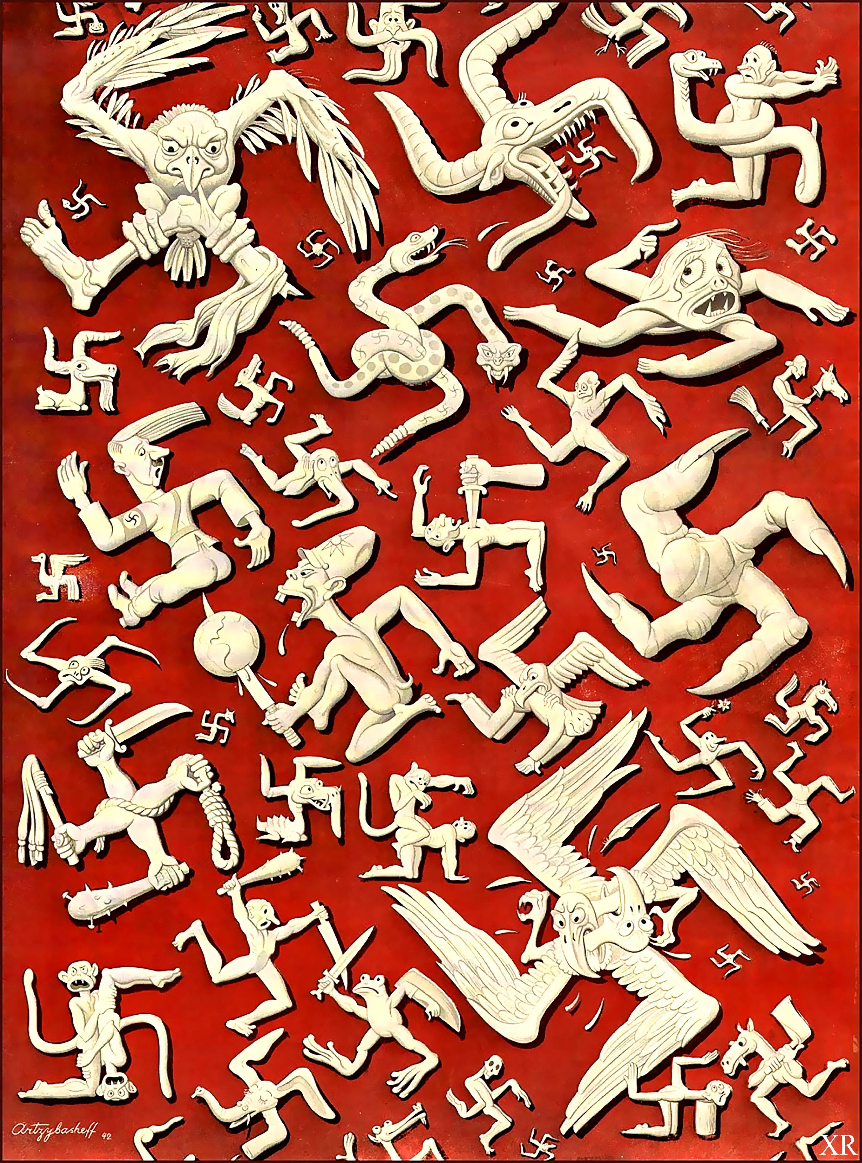 {{ product_title }} Fine Art Print | {{ product_vendor }} Jakero77 Boris Artzybasheff - World War 2 Nazi (1942) Fine Art Print Art Print  Jakero77