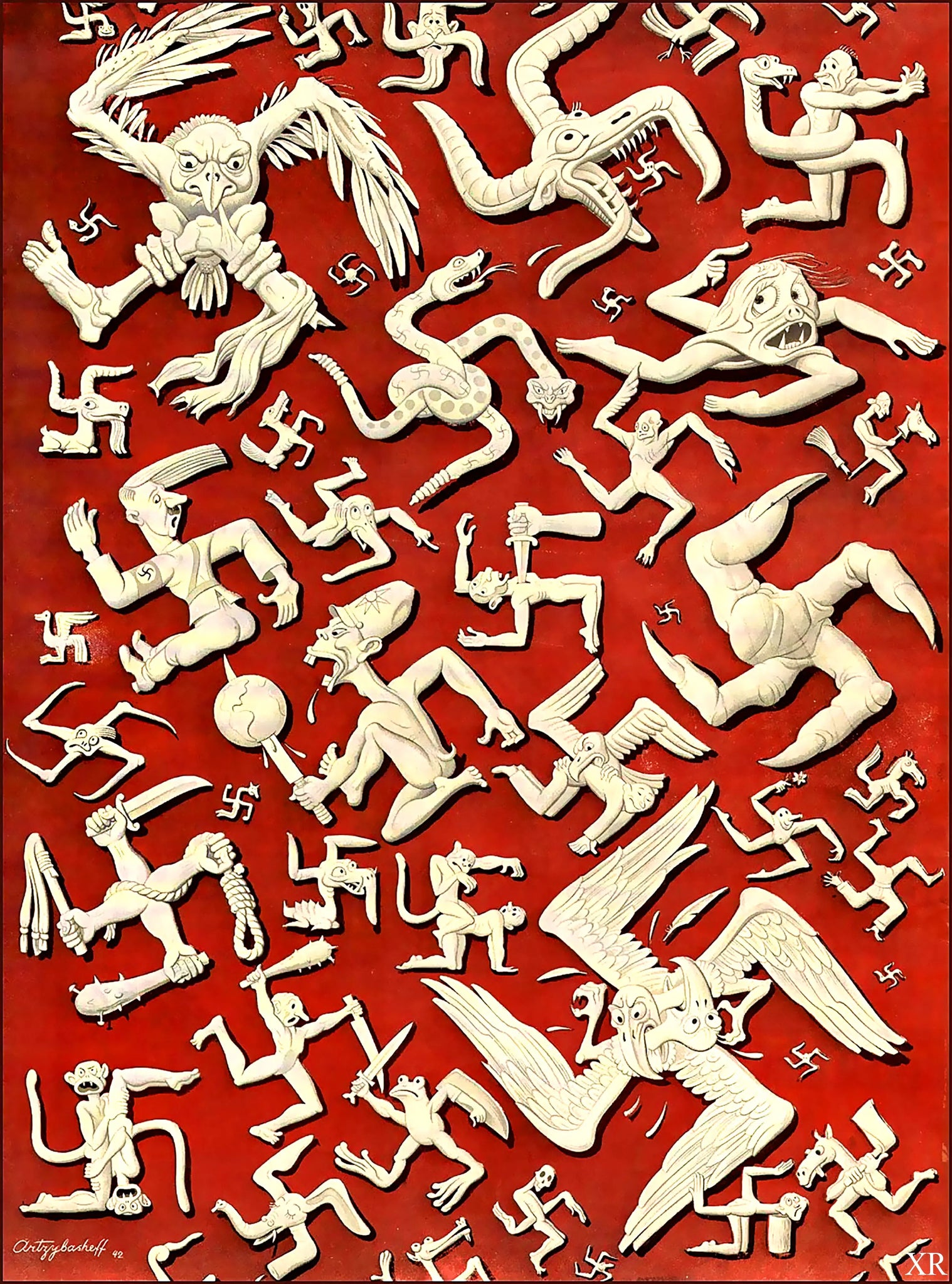 {{ product_title }} Fine Art Print | {{ product_vendor }} Jakero77 Boris Artzybasheff - World War 2 Nazi (1942) Fine Art Print Art Print  Jakero77