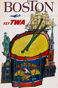 Fly TWA Jets Boston Travel Poster Mid Century Airline 1960 Fine Art Print
