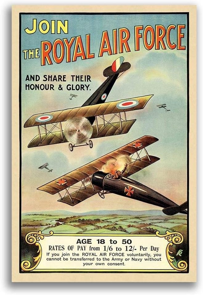 Join the Royal Air Force RAF WWI Recruitment Poster Print 1918 Fine Art Print